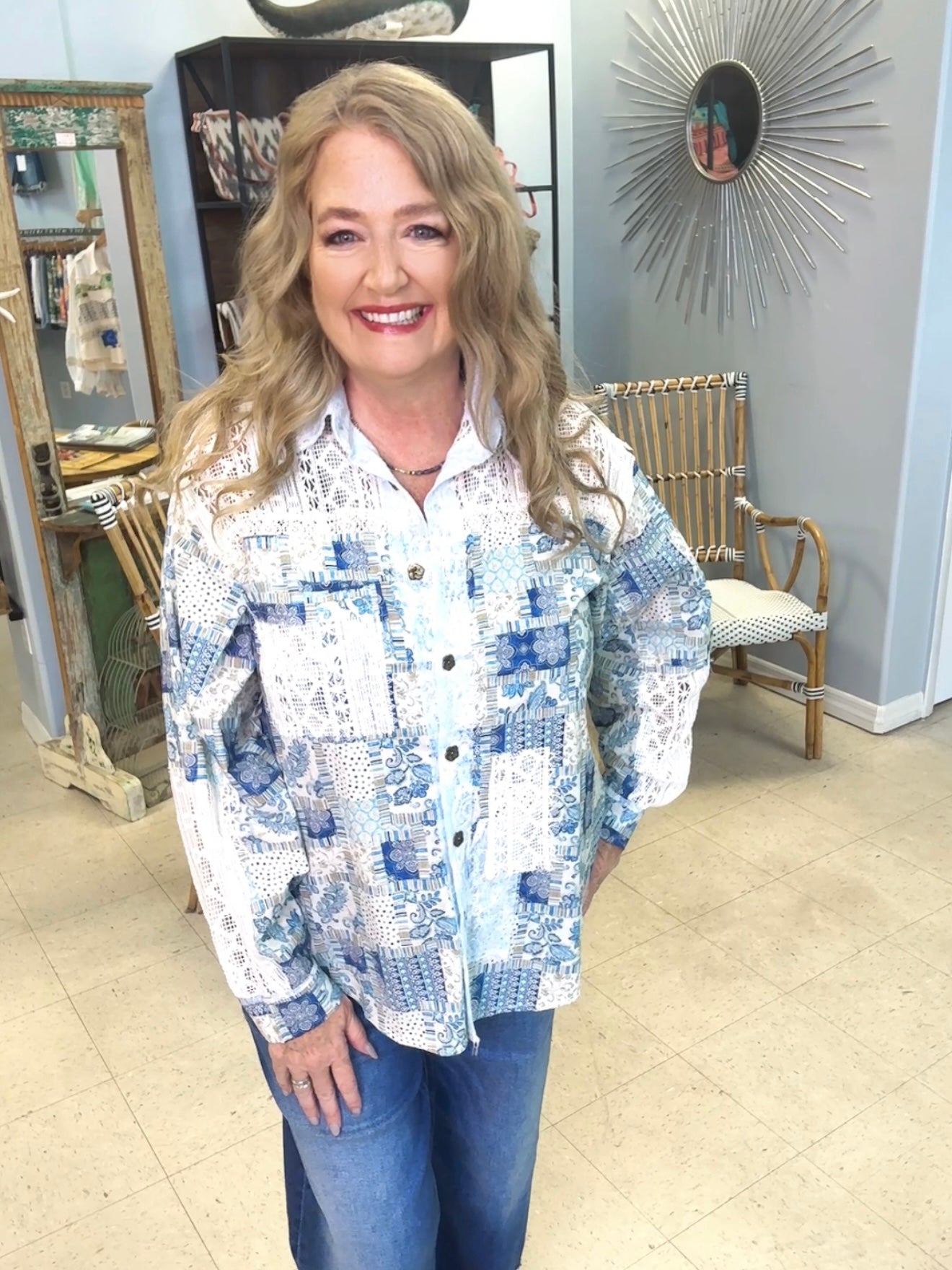Blue Mosaic Shacket
