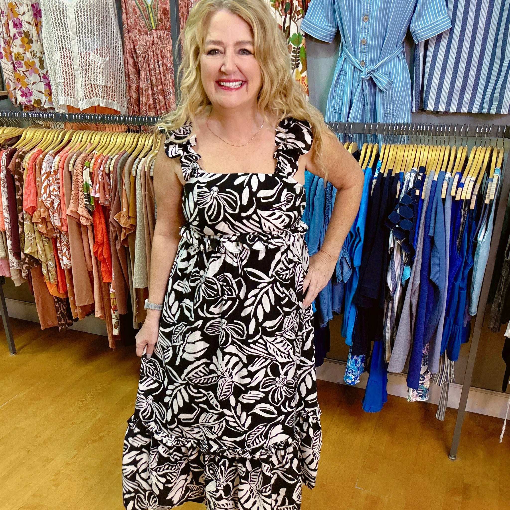 Stylish Tropical Print Dress