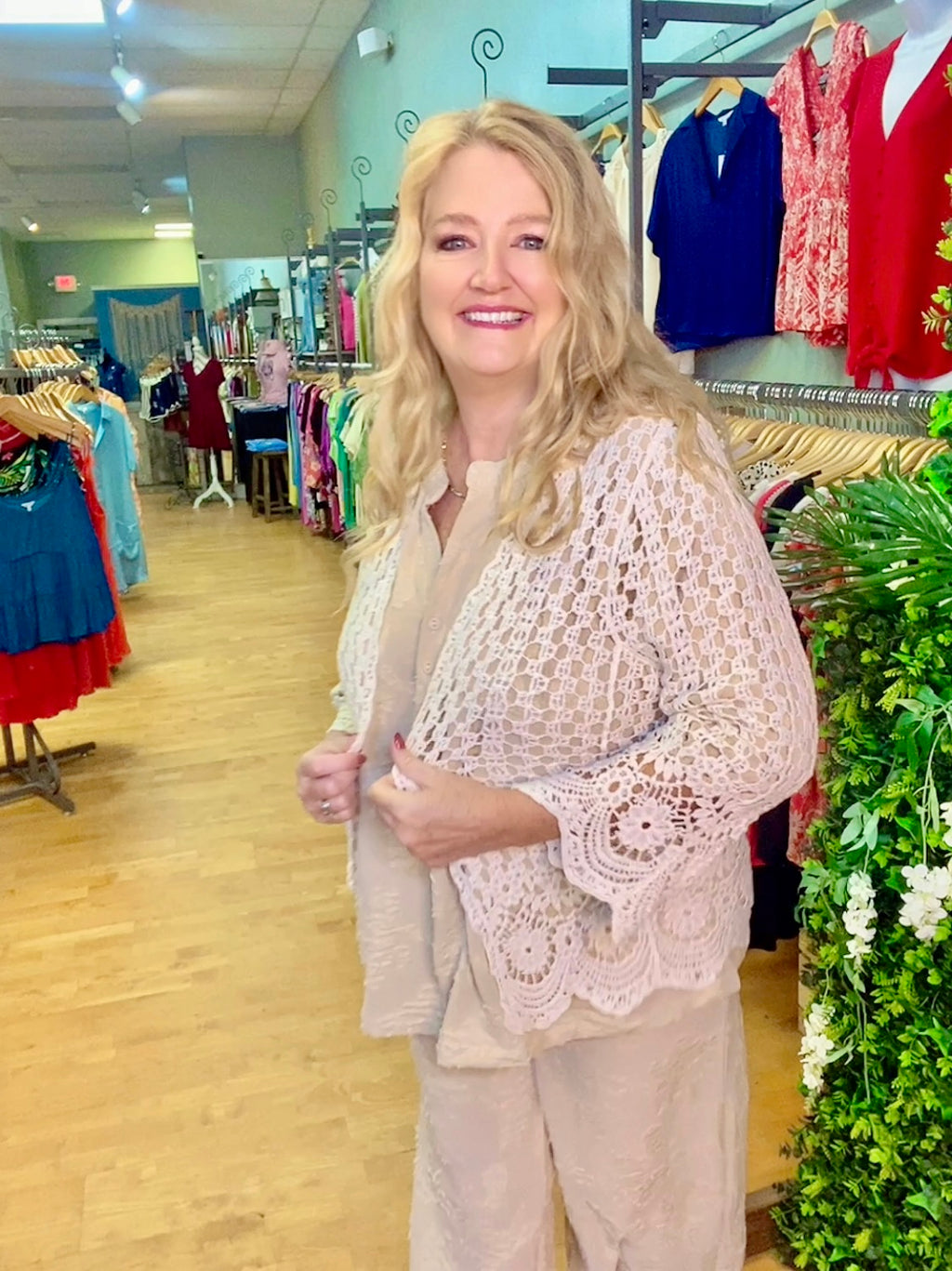 Beige Crochet Cardigan