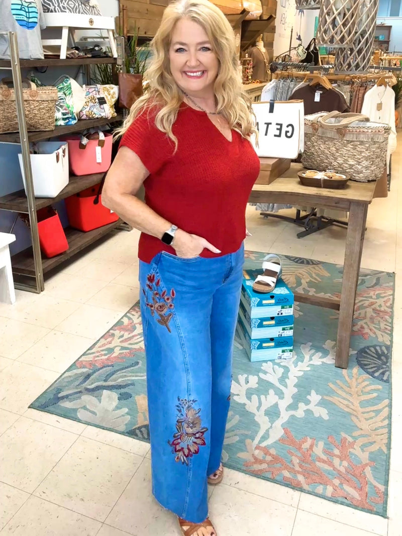 Statement Embroidered Denim