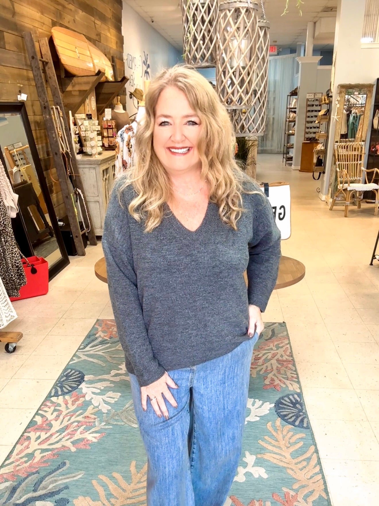 Cashmere Feel Sweater- Heather Charcoal Grey