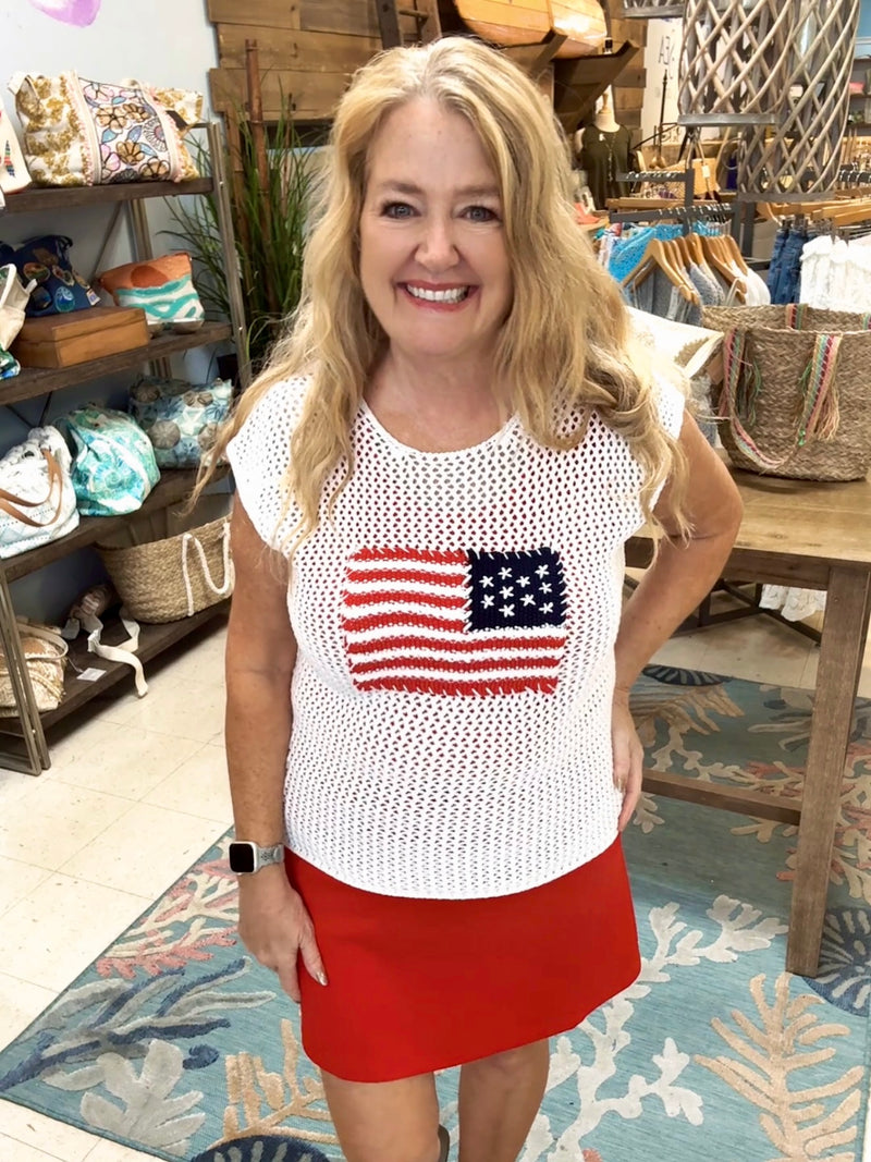 Stars & Stripes Open Knit Top