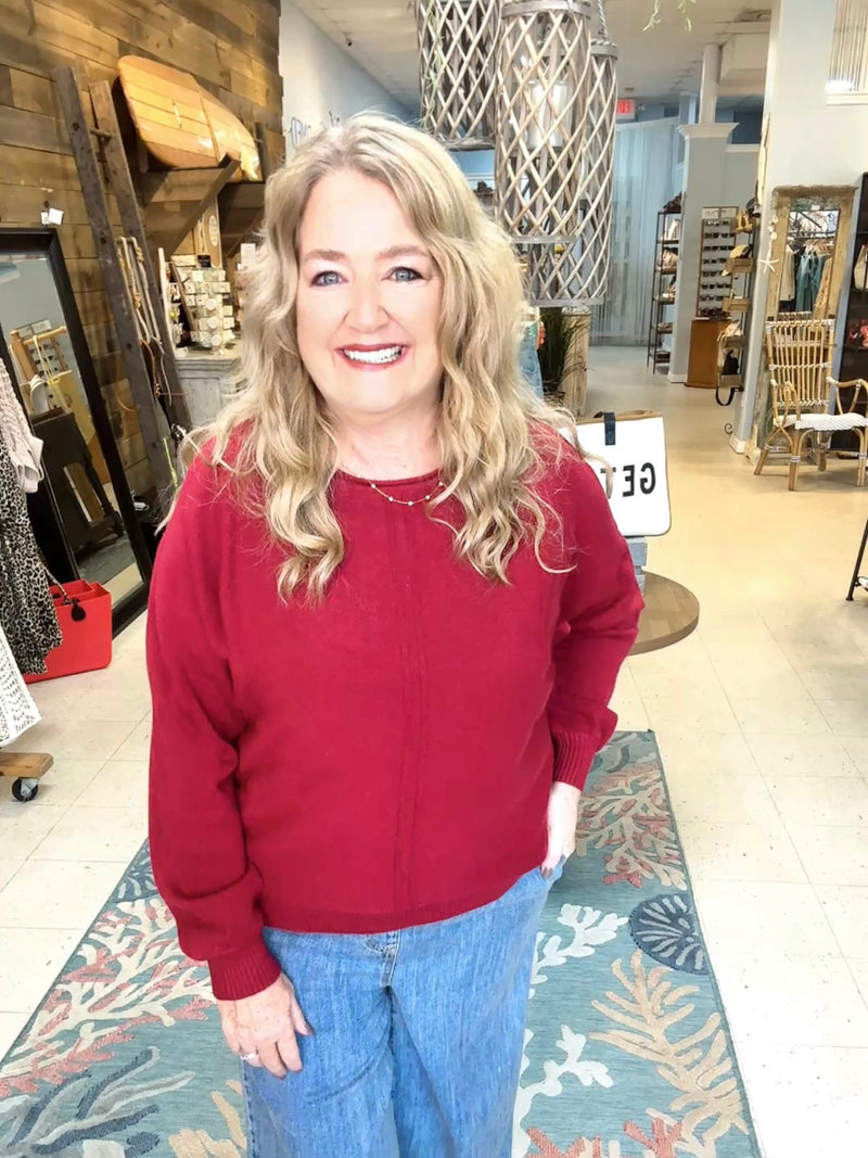 Get in Line Sweater-Wine