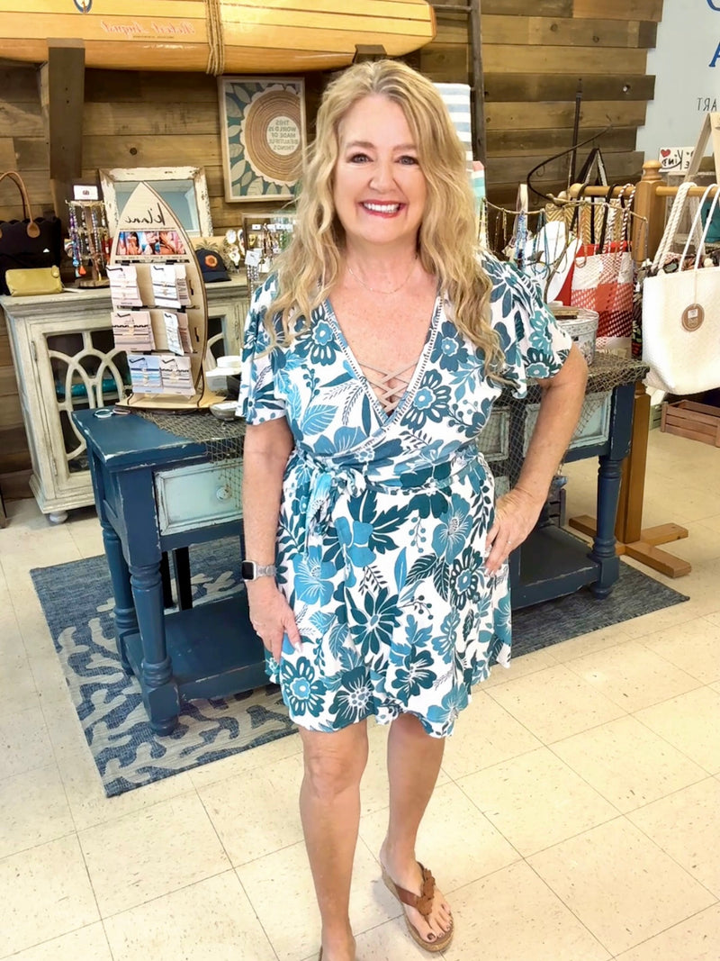 Island Bloom Wrap Dress