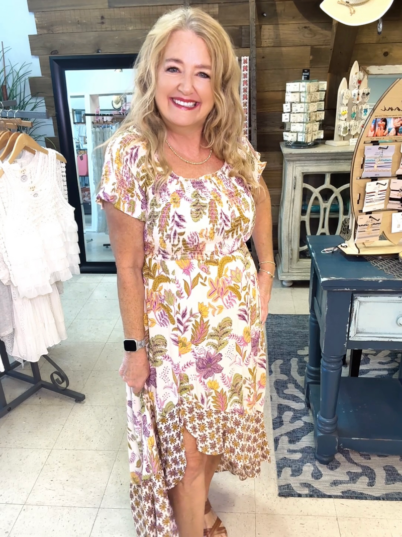 Autumn Meadow High-Low Maxi Dress