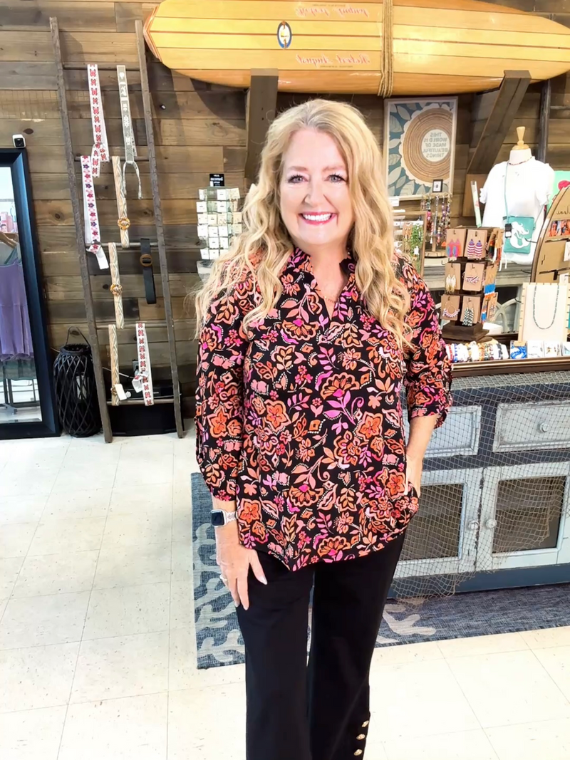 Charm Top Black Print