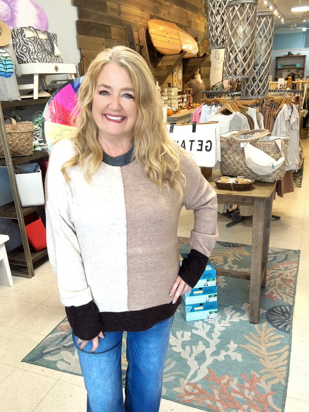 Faux Cashmere Colorblock Sweater