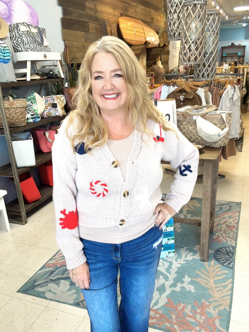 Seaside Motif Cardigan