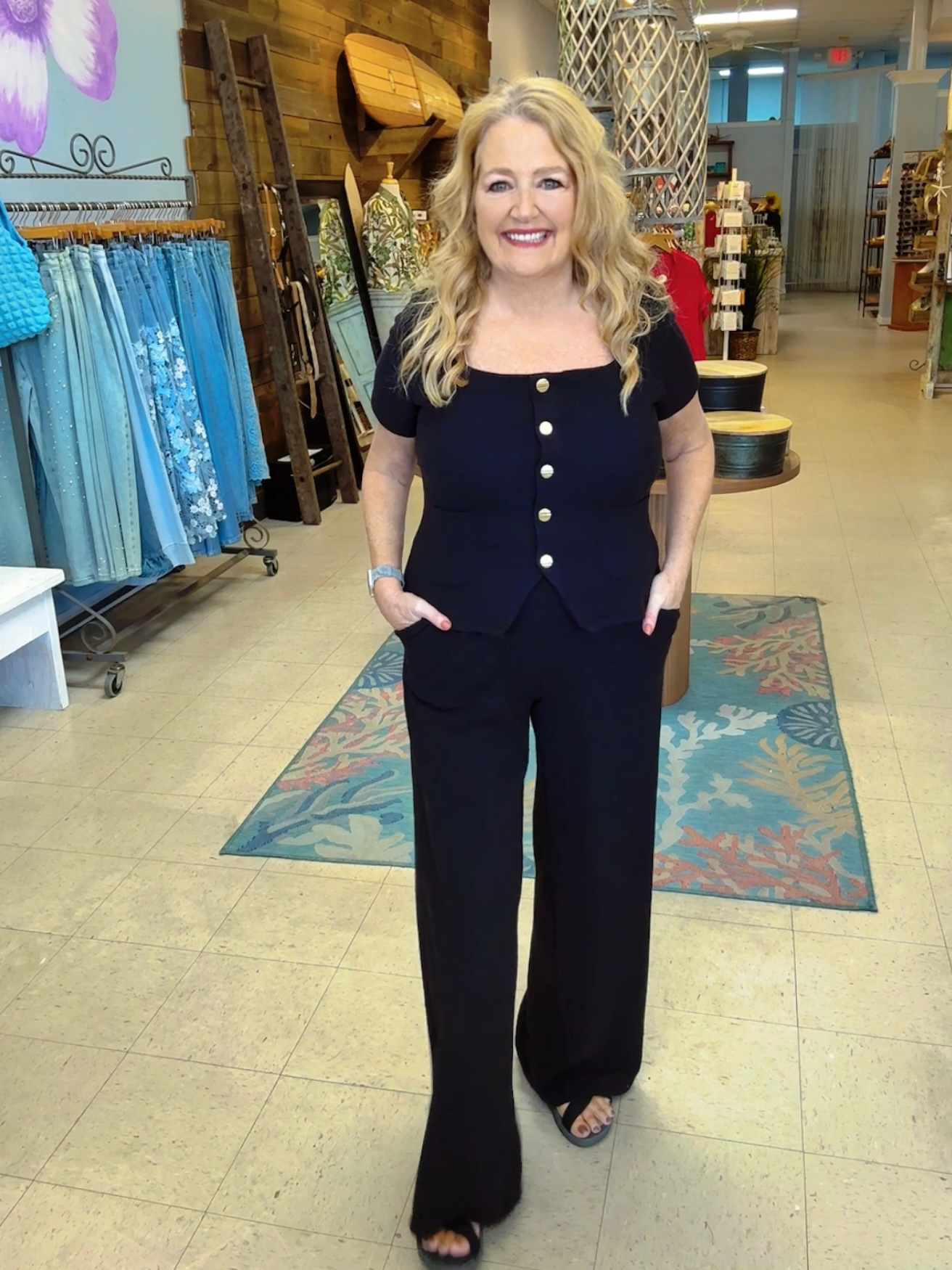 “Midnight Confidence” Faux Button-Front Jumpsuit