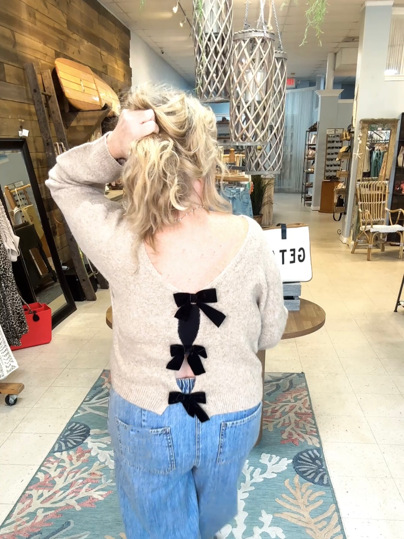 Party in the Back Sweater Tan