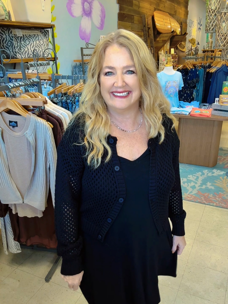 Open Weave Button Cardigan